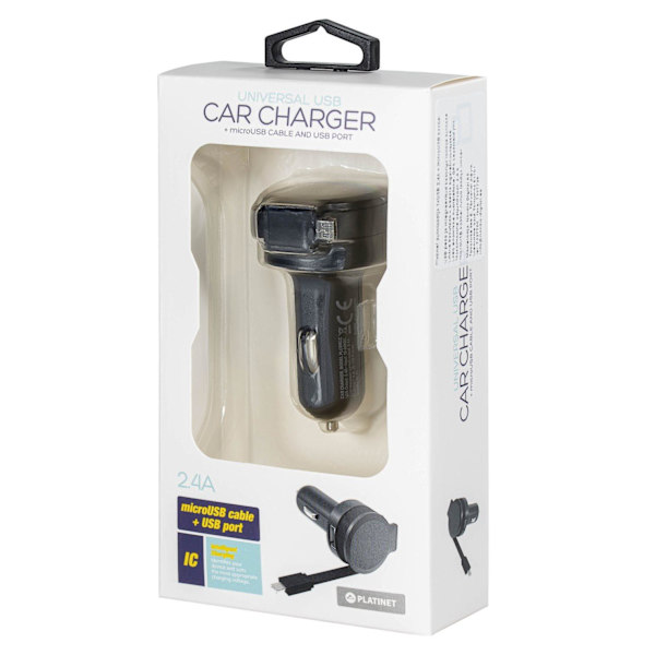 Platinet PLCRRCC Universal IC Car charger 2.4A USB +  Rolling Micro USB Cable