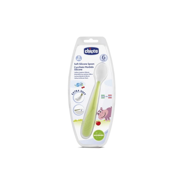 CHICCO soft silicone spoon Green 6m+