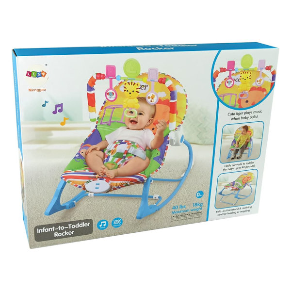 Rocking Chair 2in1 Blue Tiger Sounds Vibration