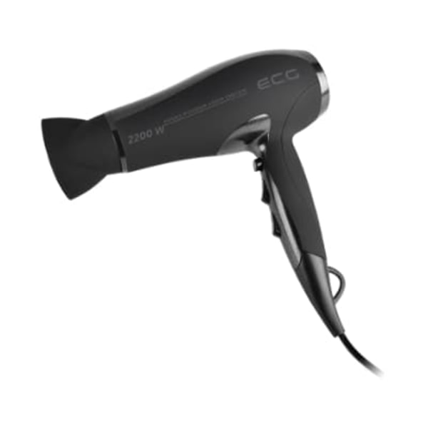 ECG Hair dryer VV 115, 2200W, 3 levels of heating, 2 levels of power, Cool air function, Overheating protection Sort