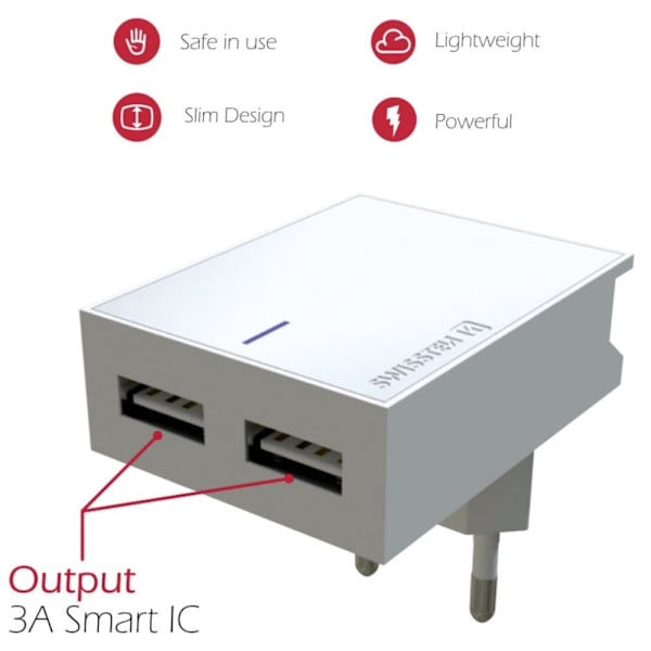 Swissten MFI Apple Certified Travel Charger USB 3А / 15W With Lightning Cable 1.2m Vit