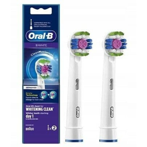 Toothbrush replacement heads ORAL-B Braun 3D White Clean Maximiser 2 pcs. White