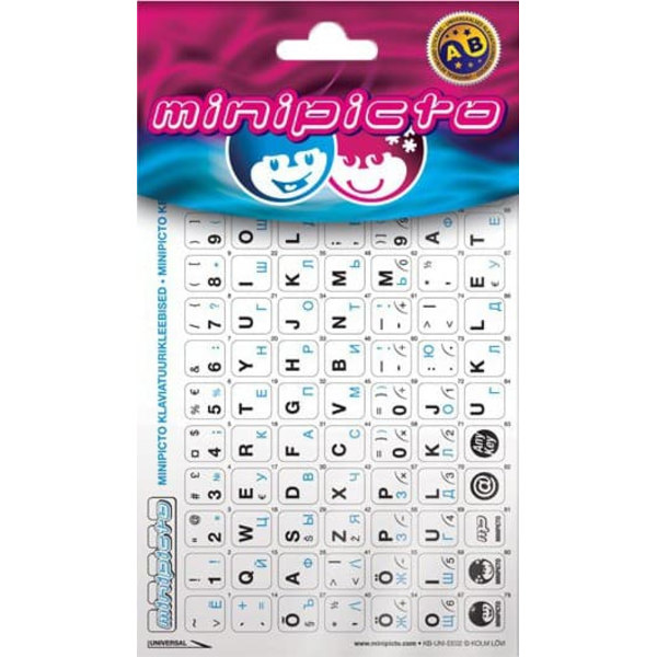 Minipicto keyboard sticker EST/RUS KB-UNI-EE02-WHT-BLUE, white/black/blue