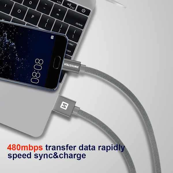 Swissten Textile Quick Charge Universal Micro USB Data and Charging Cable 2.0m