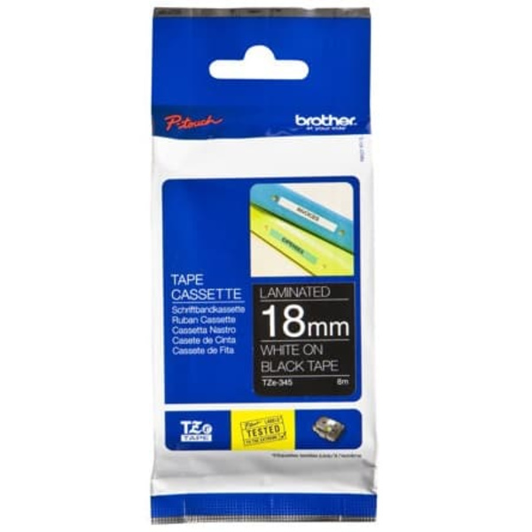 BROTHER P-Touch TZE-345 white on black 18mm