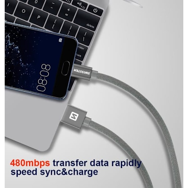 Swissten Textile USB-C To Lightning Data and Charging Cable Fast Charge / 3A / 1.2m