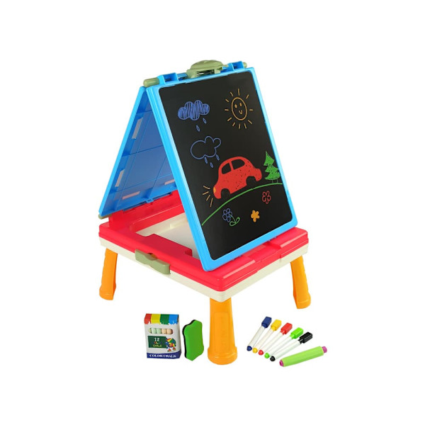3-in-1 Magnetic-chalk board, blue table for games