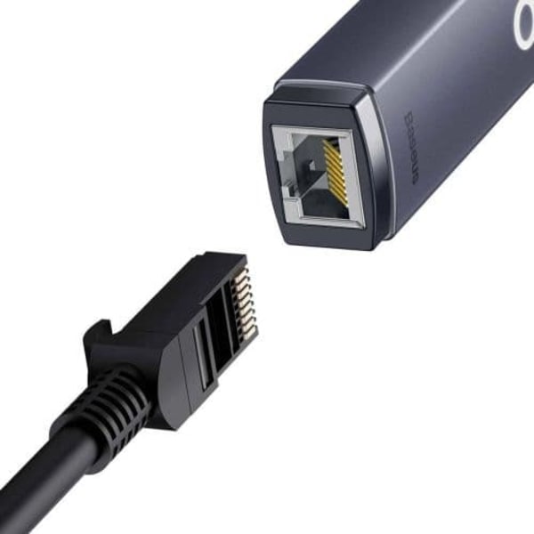 ADAPTOR RETEA Baseus Lite, USB 2.0 to RJ-45 Gigabit LAN Adapter, metalic, LED, gri "WKQX000113" (timbru verde 0.18 lei)  - 6932172606077