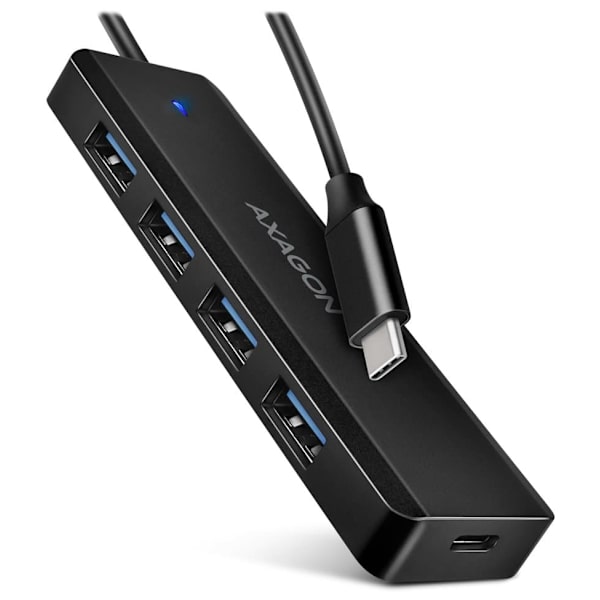 HUE-C1C 4-portowy hub USB 5Gbps Travel, USB-C power IN, kabel Type-C 19cm, USB-C dodatkowe zasilanie