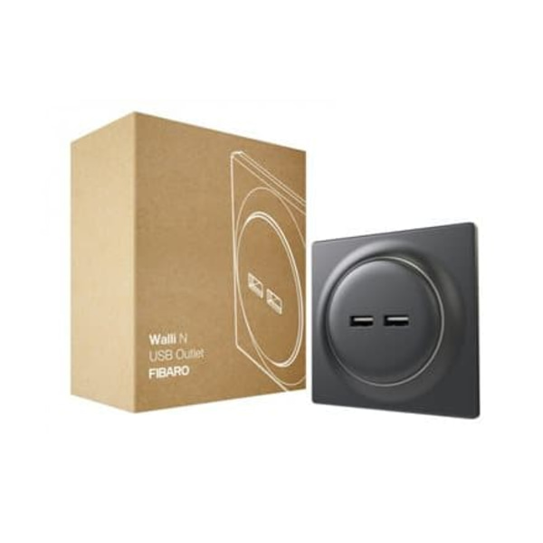 Fibaro FGWU-021-8 socket-outlet 2x USB Black
