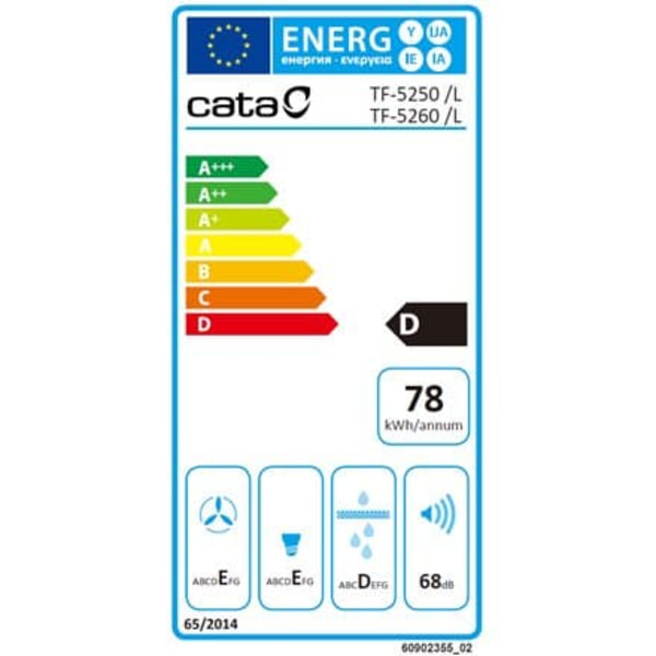 CATA | Hood | TFH 5250 X | Telescopic | Energy efficiency class D | Width 50 cm | 325 m³/h | Slider control | LED | Inox