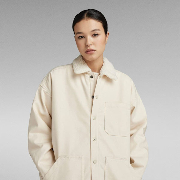 G-star Boxy Sherpa Lined övertröja Beige S Kvinna
