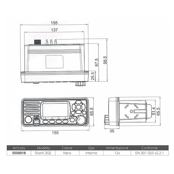 Himunication Vhf Radio Shark 3ge Søvfarvet