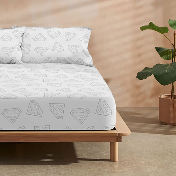 Play Fabrics Superman 100 % Bomull Fitted Lakan För 180x Säng 200 Cm