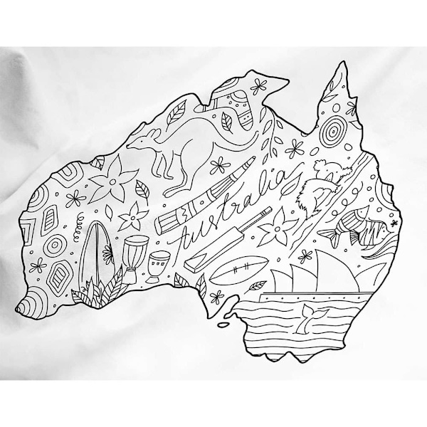 Awesome Maps Målarkarta Handduk World Map To Color In With Country Specific Doodles Vit