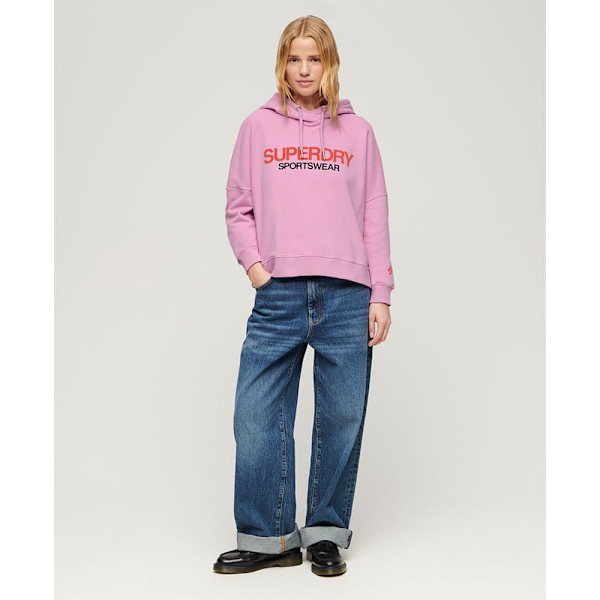 Superdry Sportswear Logo Boxy Tröja Med Huva Rosa 2XS Kvinna