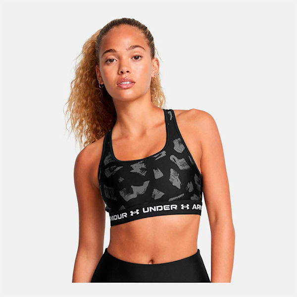 Under Armour Crossback Print Sports-bh Medium Støtte Sort,Grå XS Kvinde