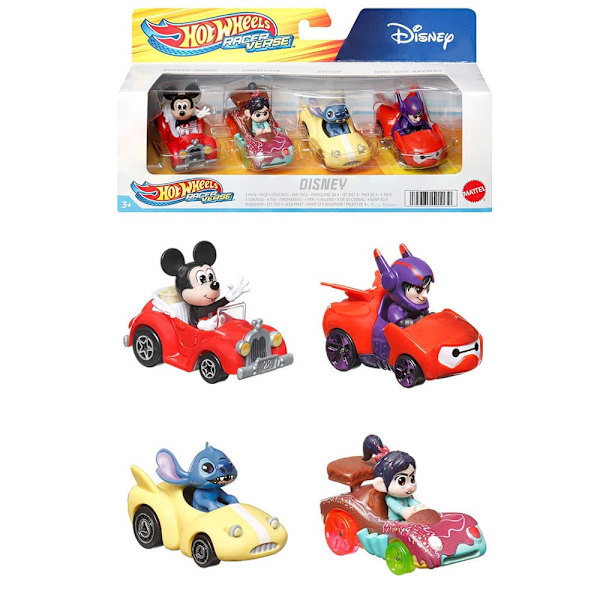 Hot Wheels Paket Med 4 Mini Disney-karaktärsbilar Flerfärgad