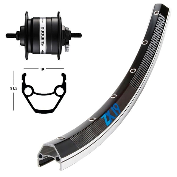 Exal Zx19 Qr Dynamo Shimano Dh3n30 Forhjul Søvfarvet 9 x 100 mm