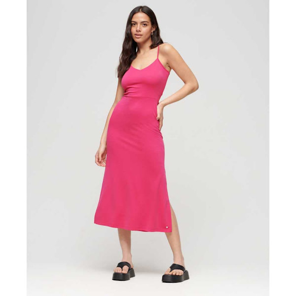 Superdry Studios Jersey Open Back ærmeløs Lang Kjole Rosa M Kvinde