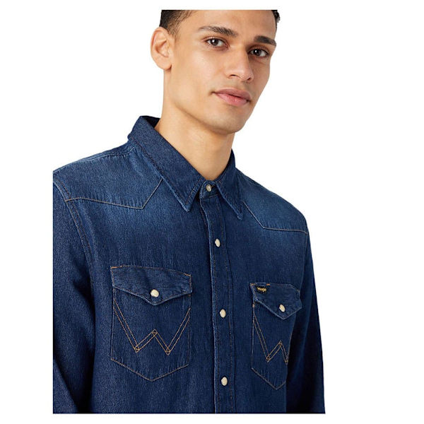 Wrangler Lang ærmet Skjorte 27mw Blå XL Mand