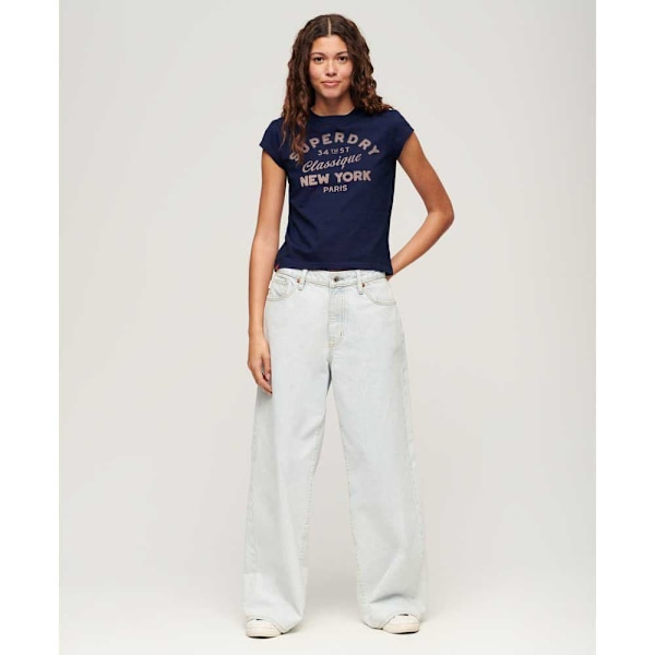 Superdry Indigo Workwear Cap T-shirt Med Korte ærmer Blå S Kvinde