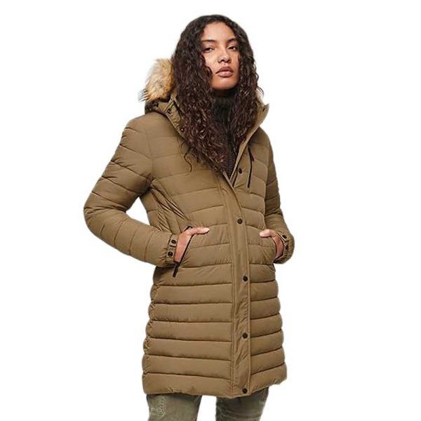 Superdry Pufferjacka Fuji Mid Length Grönt 2XS Kvinna