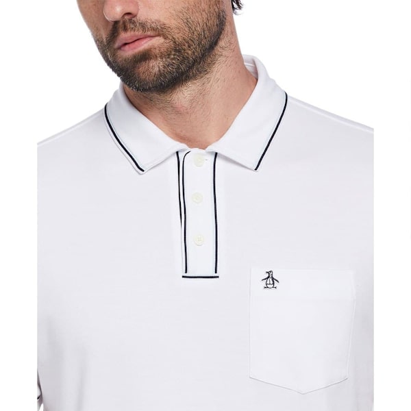 Original Penguin Earl Organic Interlock 3d Sticker Pete Kortærmet Polo Hvid XS Mand