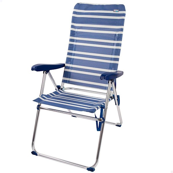 Aktive Fällstol Högt Ryggstöd 5 61x69x108 Cm 61x69x108 Cm Vit,Blå 61 x 69 x 108 cm