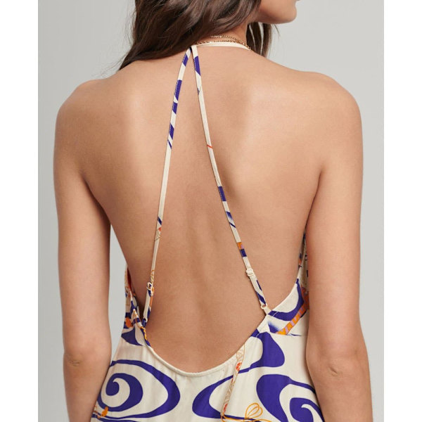 Superdry Klänning Vintage Midi Halter Slip Vit,Blå S Kvinna