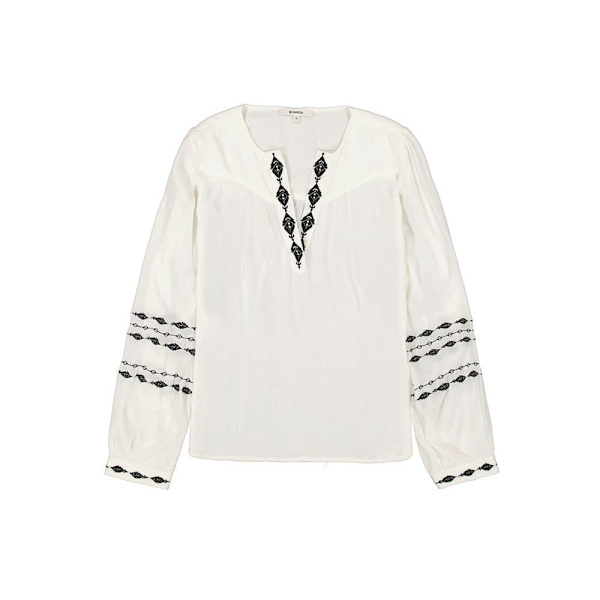 Garcia Langærmet Bluse N40233 Beige S Kvinde