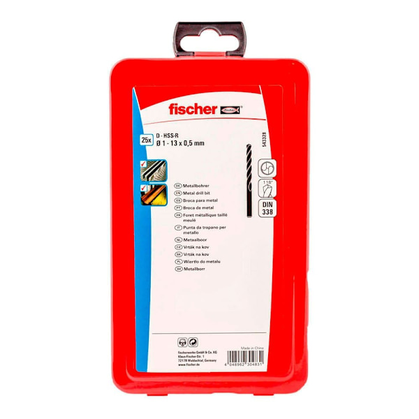 Fischer Group Metallborr Hss-r Din338 1-13 543328 25 Enheter Durchsichtig,Silver