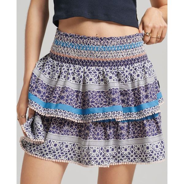 Superdry Kjol Vintage Tiered Mini Blå XS Kvinna
