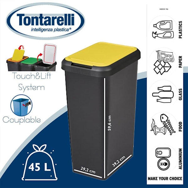 Tontarelli Återvinningstunna Touch&lift 45l Guld