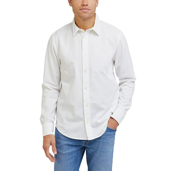Lee Patch Skjorte Med Lange ærmer Hvid XL Mand