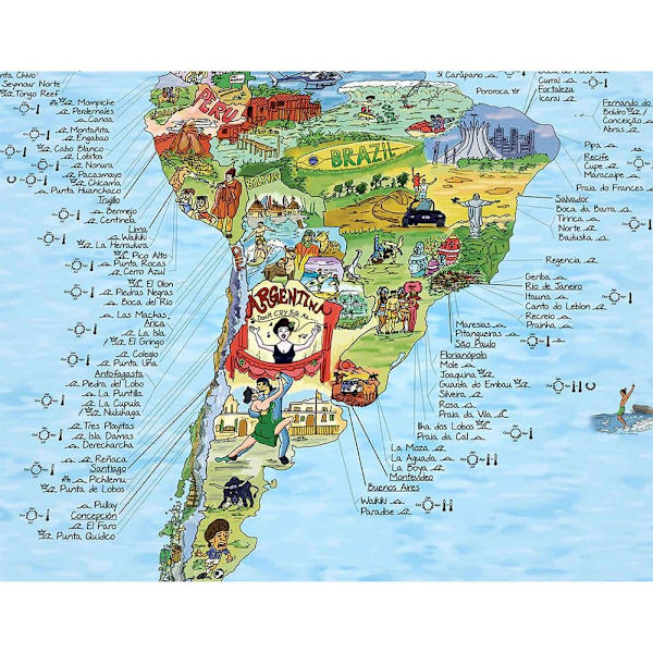 Awesome Maps Karta Världens Bästa Surfstränder Originalfärgad Upplaga Surftrip Flerfärgad