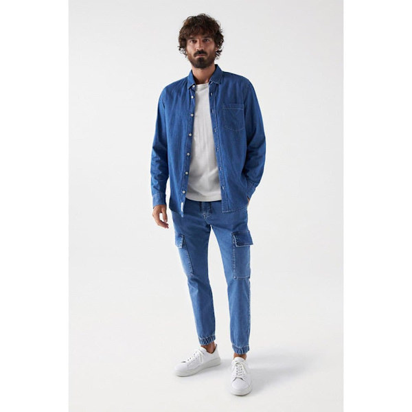 Salsa Jeans S-activ Medium Light Cargobyxor Blå 33 Man
