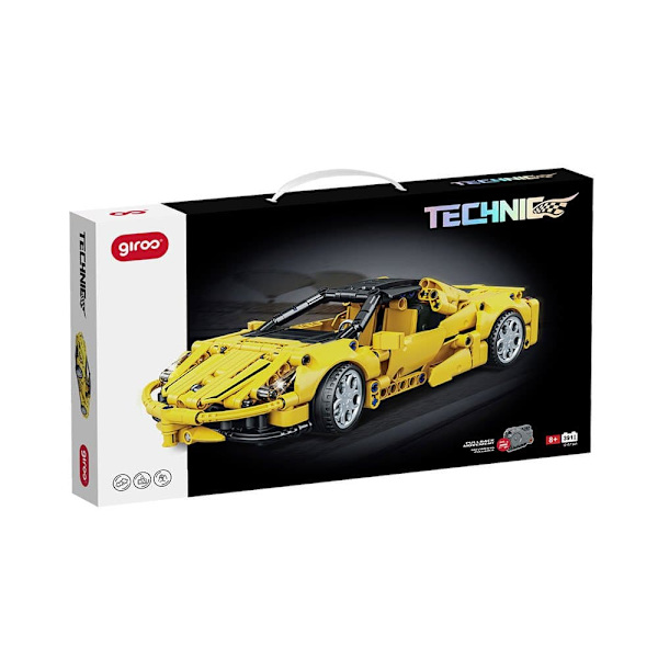 Giros Byggeri Spil Technic Racing Car Pullback Gul