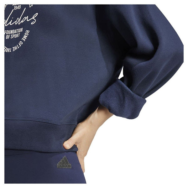 Adidas Signature Graphic Print Fleece Loose Tröja Blå S Kvinna