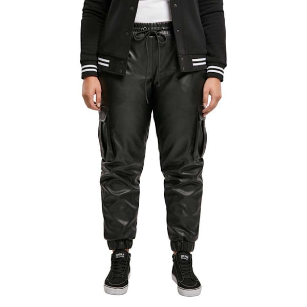 Urban Classics Faux Leather Cargobukser Sort 4XL Kvinde