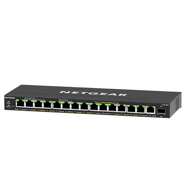 Netgear Havne Switch Gs316ep-100pes 16 Sort Sort