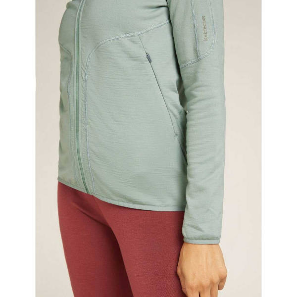 Icebreaker Merino 560 Realfleece Elemental Ii Sweatshirt Med Lynlås Grøn L Kvinde