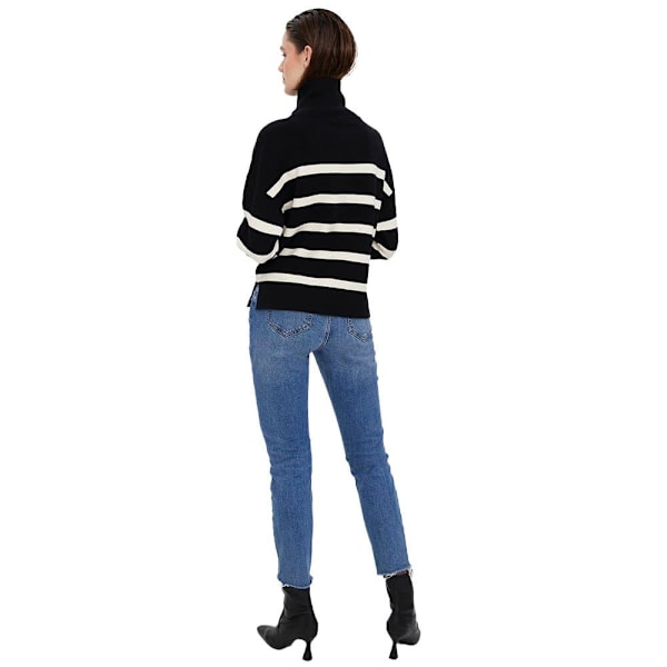 Vero Moda Saba Stripe Halv Lynlås Sweater Sort M Kvinde