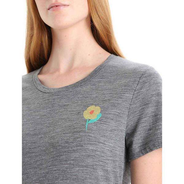 Icebreaker Kortærmet T-shirt Tech Lite Ii Springtime Flowers Grå S Kvinde