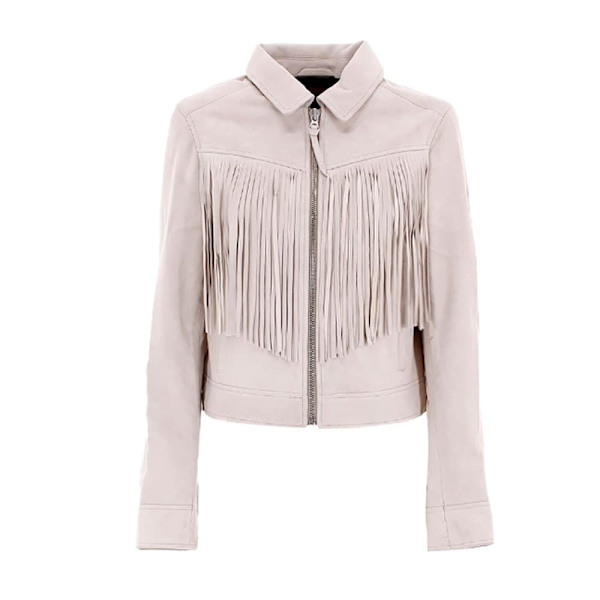 Superdry Jakke Festival Leather Hvid M Kvinde