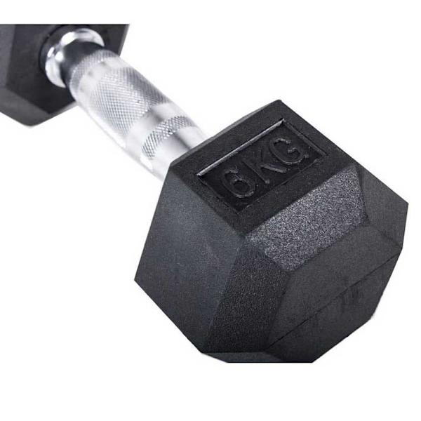 Olive Rubber Hex 6kg Pair Svart,Silver 6 kg