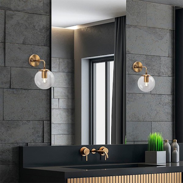 Wellhome Vägglampa Med Transparent Lampskärm E14 40w