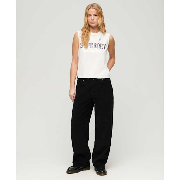 Superdry Embellish Archive Fitted ärmlös T-shirt Vit XL Kvinna
