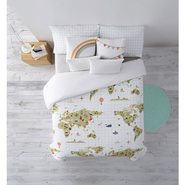 Muare Nordisk Verdenskort Beig For 180x240 Cm