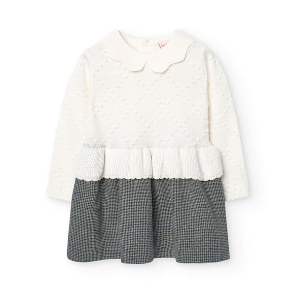 Boboli Knitwear Combined Klänning Vit,Grå 4 Years
